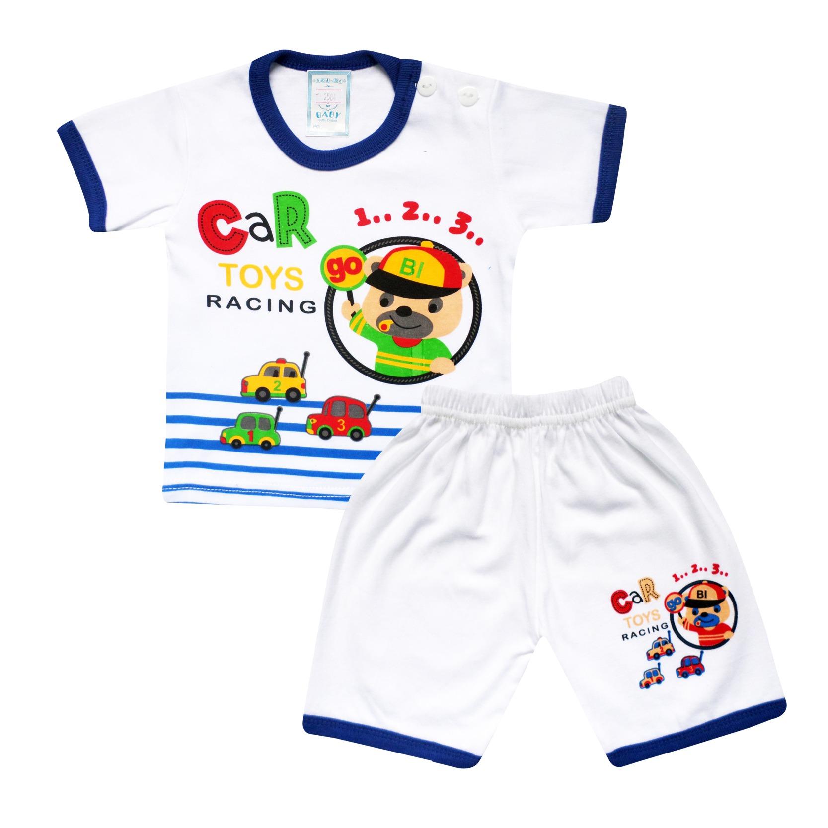 Skabe Baju Tidur Anak Baby Putih Tangan Pendek Stelan Kaos 2584