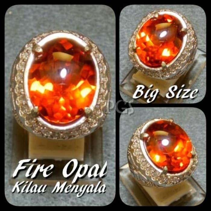 (Murah) CINCIN BATU AKIK PERMATA FIRE OPAL LUSTER API MENYALA BIG SIZE