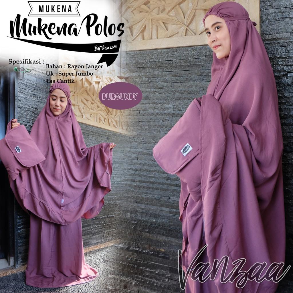 MUKENA POLOS BURGUNDY ORI VANZAA