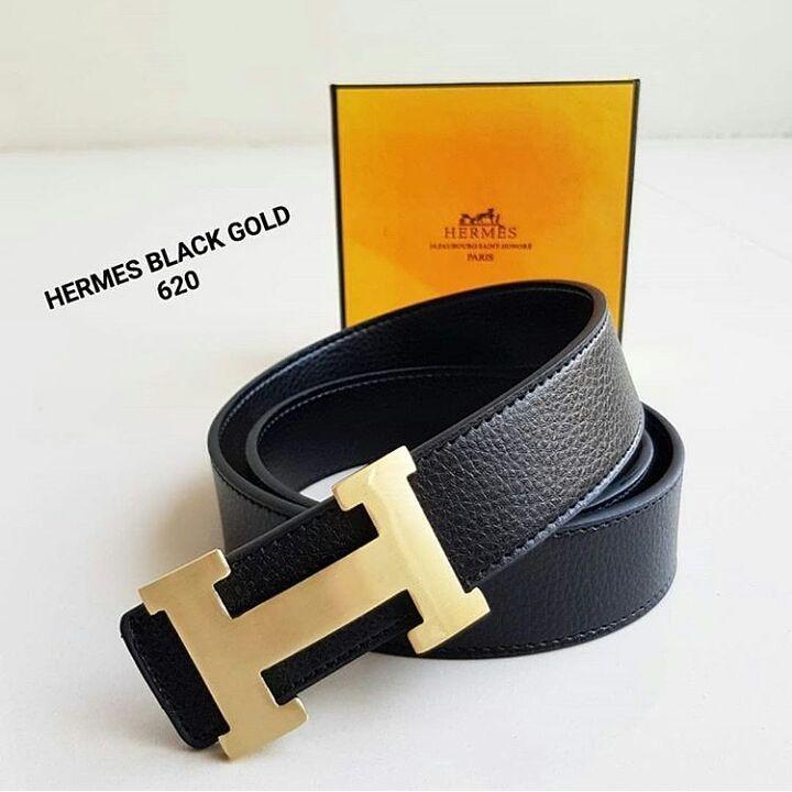 Ikat Pinggang Hermes HM 620 Black Logo Gold