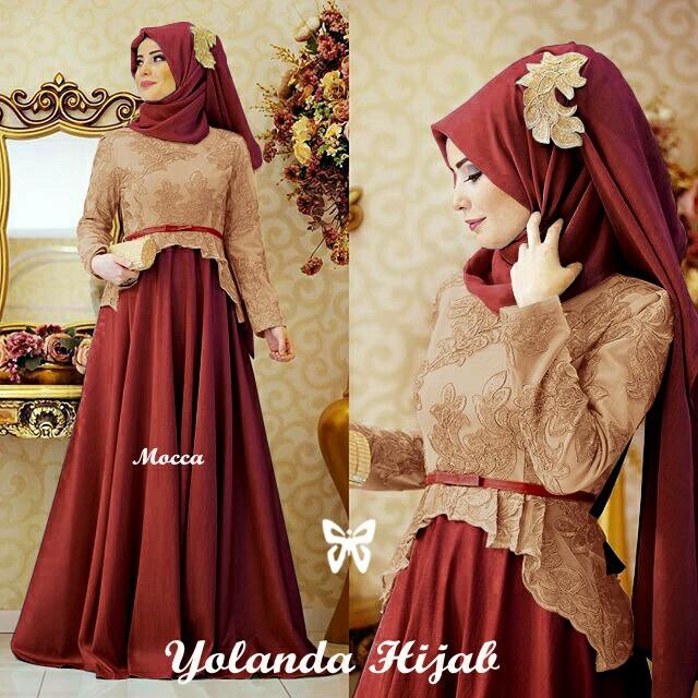 UC [Best Seller] Dress Gamis Muslim Amirah / Hijab Muslim / Muslim Syari Syar'i Hijab  / Busana Muslimahah Wanita / Kebaya Modern (landayo) SS - Mocca Maroon / Gaun Pesta