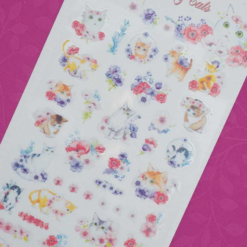 BEST SELLER Monet Anemone and Cats Diary Deco Stickers / Sticker Hiasan Buku HARGA TERMURAH