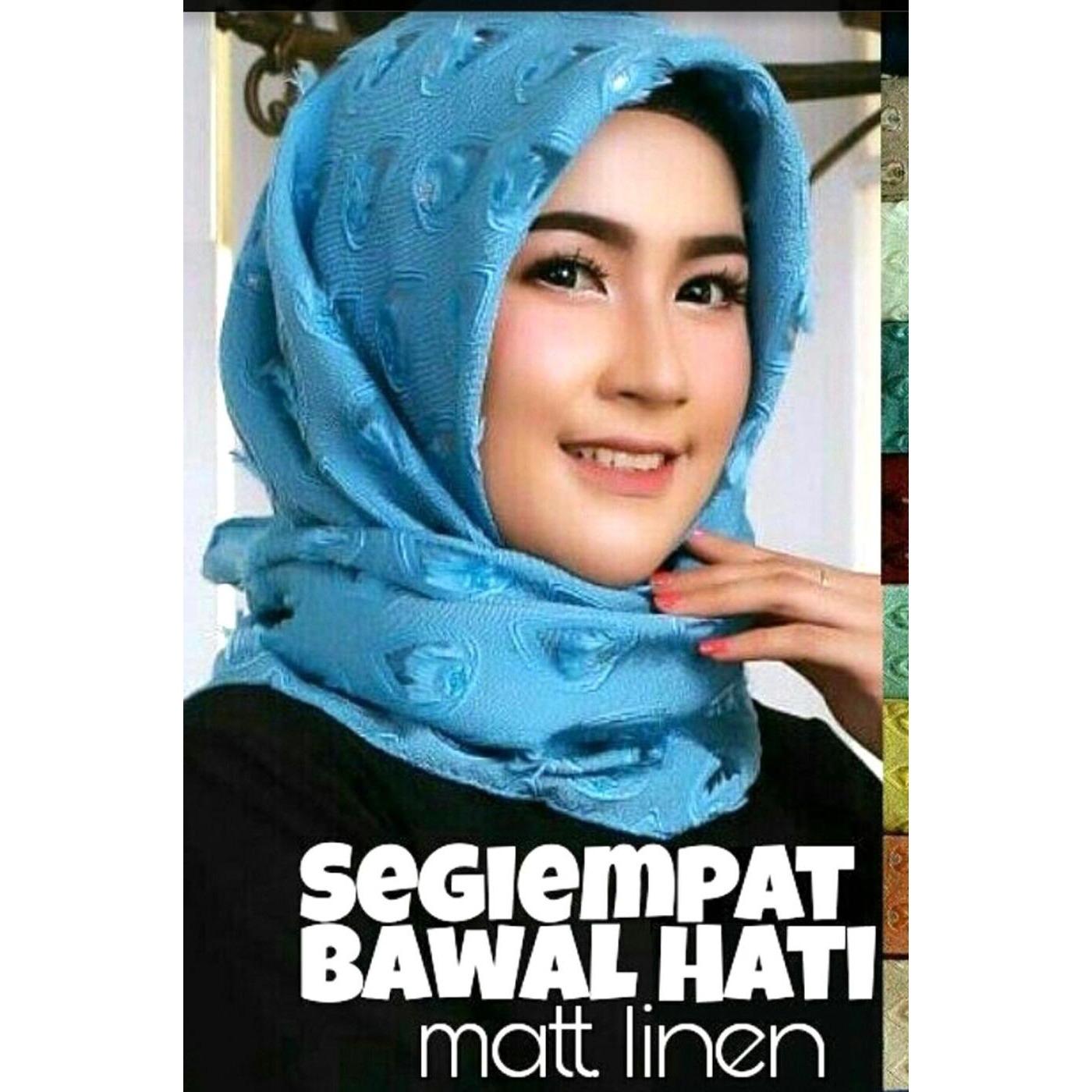 Hijab Segi Empat Mata Bawal Bulu Merak Bulu Hati Murah