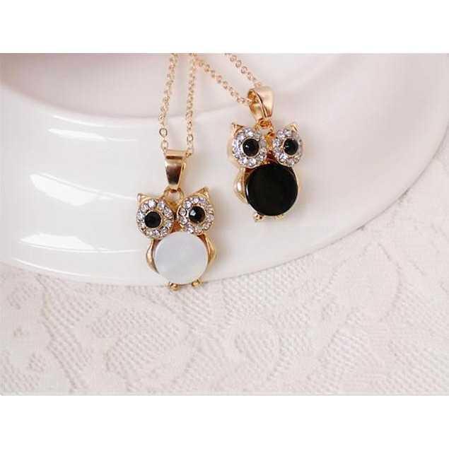 BEST SELLER kalung burung hantu / retro natural rhinestone owl necklace JKA034 TERMURAH