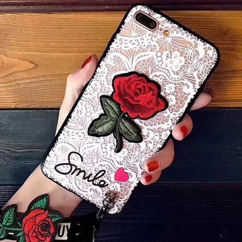 Case Apple iPhone 5 5s SE 6 6s 7 8 Plus X Relief 3D Motif Bunga