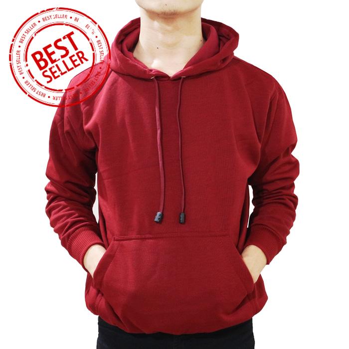 Jaket Sweater Hoodie Polos Jumper Merah Maroon