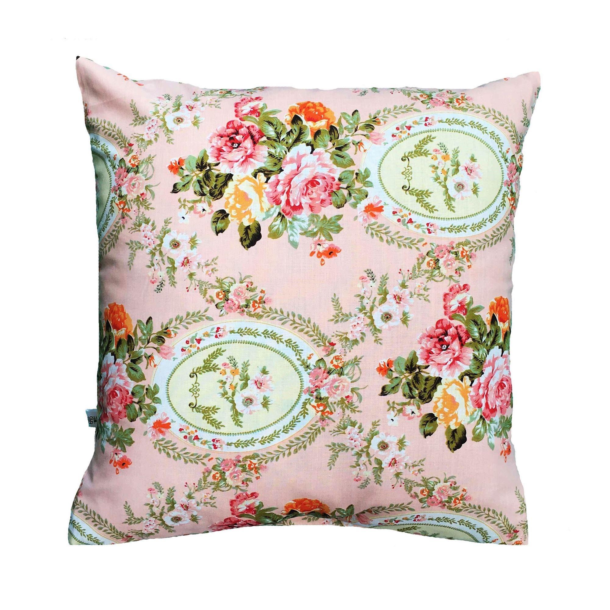 Flanelade Sarung Bantal Sofa Motif Shabby Chic - Pink - 1 Buah