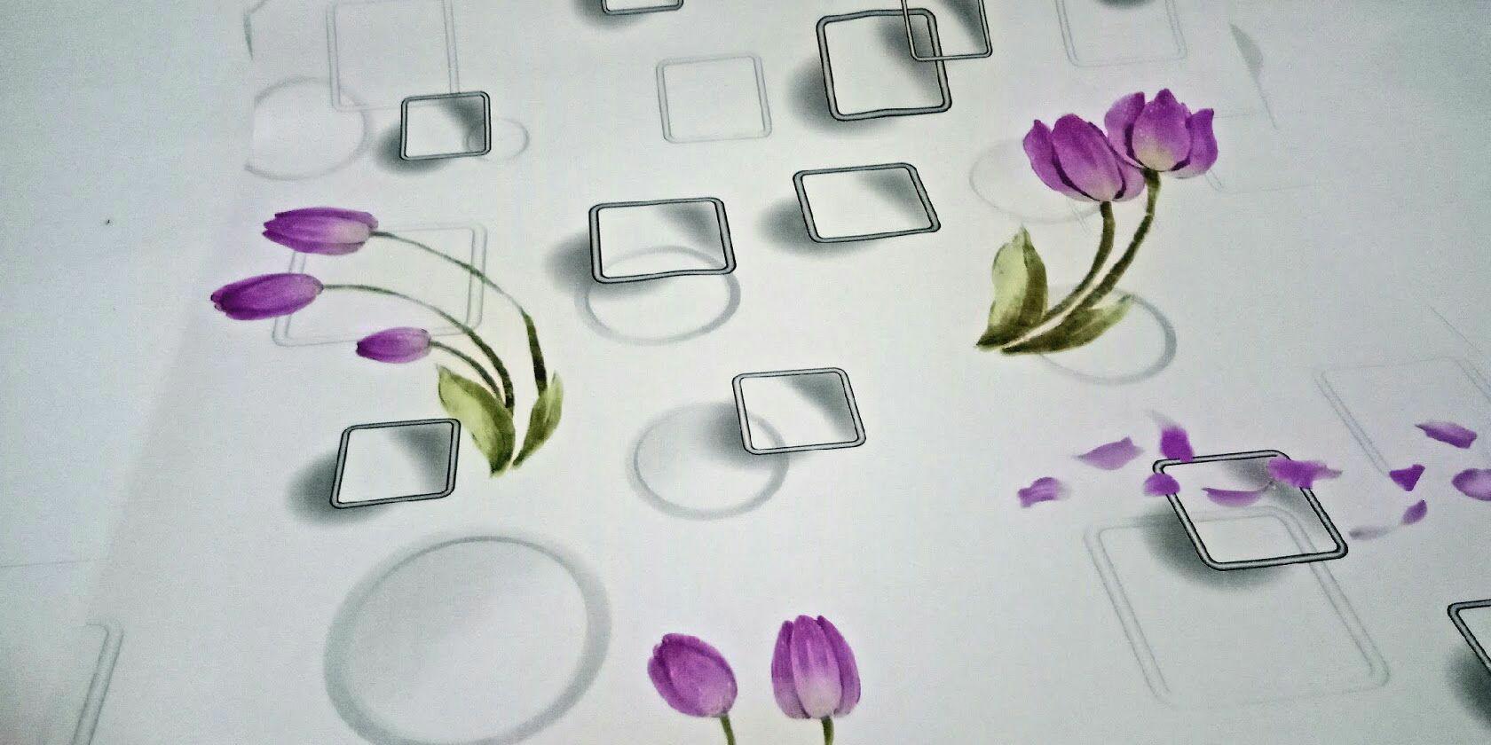 Detail Gambar Wallpaper Sticker Dinding Motif Kotak Bunga Ungu Cantik 45cm x 10m - 0403NU Terbaru