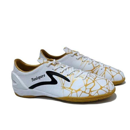 Sepatu Futsal Specs Accelerator Spyder White Gold Realspurs Original