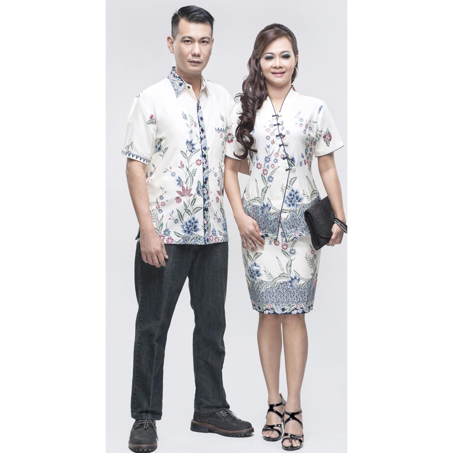 Sarimbit Batik Couple Batik Sarimbit Rok + Blues + Hem Pria Wanita Naomi Kupu Biru