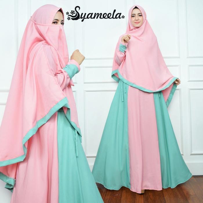 GAMIS SET CADAR SOFIA SYARI PINK. GAMIS JUMBO SIZE XL