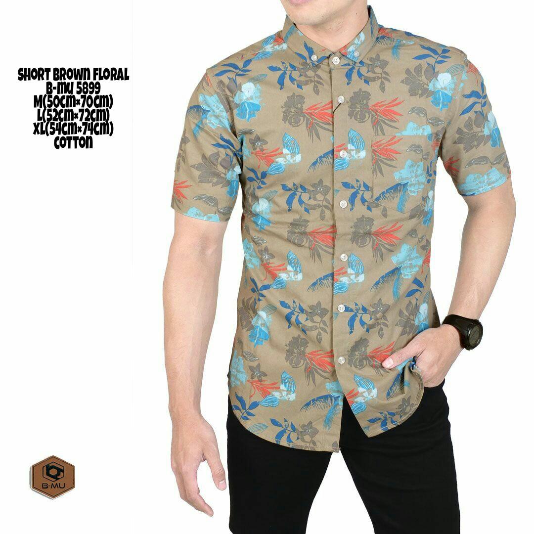 bajuku murah short brown floral b-mu 5899kemeja printing pria fashion pria atasan pria kemeja kembang printing kemeja batik atasan pria wanita kemeja distro kemeja lengan pendek kemeja kantor kemeja kerja modis gaul trendy kemeja polos bunga