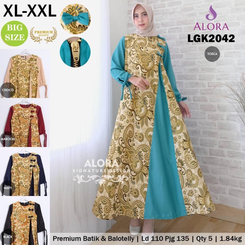Gamis Wanita Batik / Busana Muslim Motif Batik / Busana Muslim Trendy / Busana Muslim XL - XXL