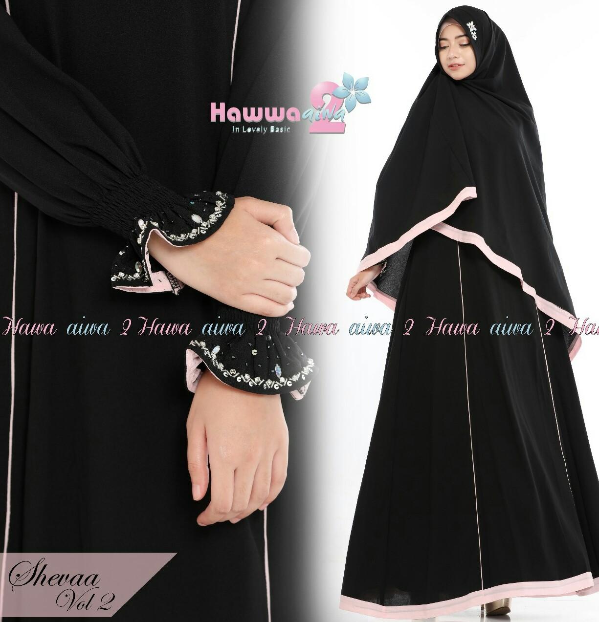Gamis Syari Polos Georgatte Sheeva Hitam Original by Hawwa Aiwa