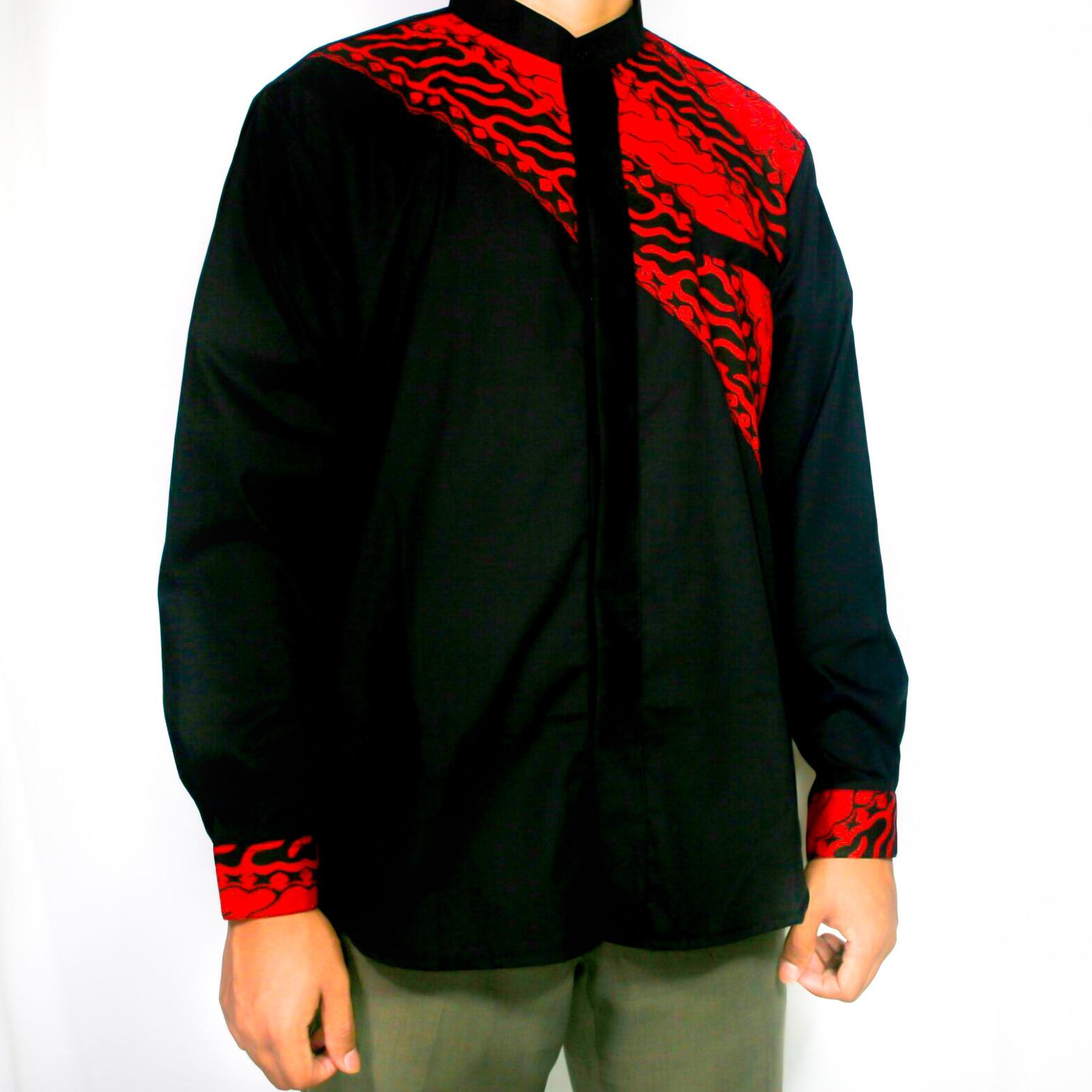 baju koko batik Hitam Merah