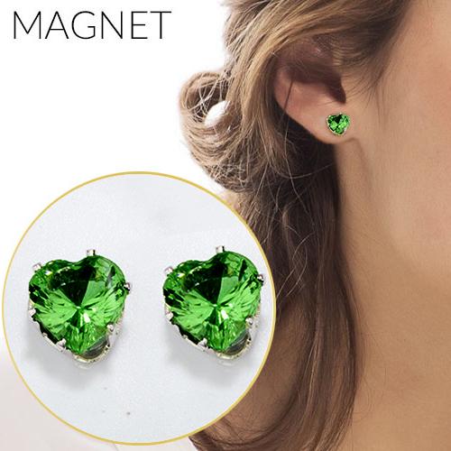 Anting Heart Shape Zirconia Magnet Earrings J4U553
