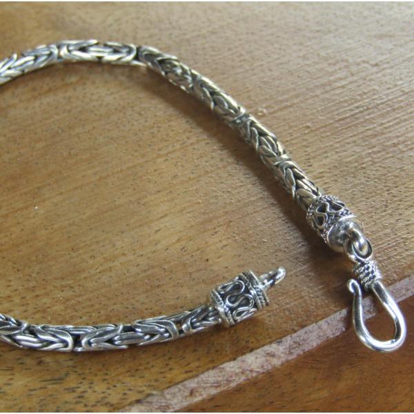 Gelang perak motif rantai borobudur - 3 .