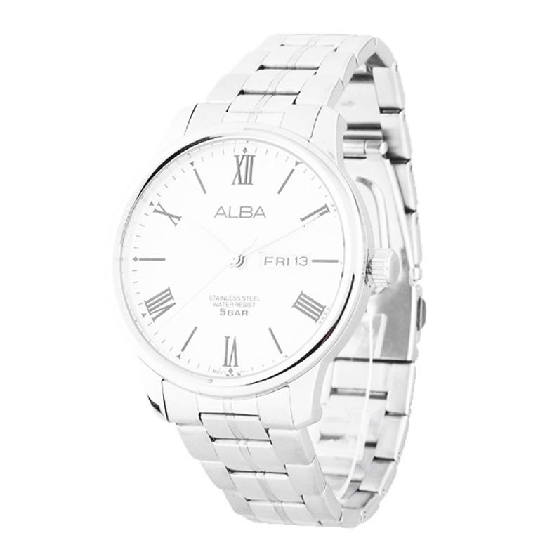 ALBA AV3295X1 Jam Tangan Pria Quartz Movement Stainless Steel Strap - White Dial