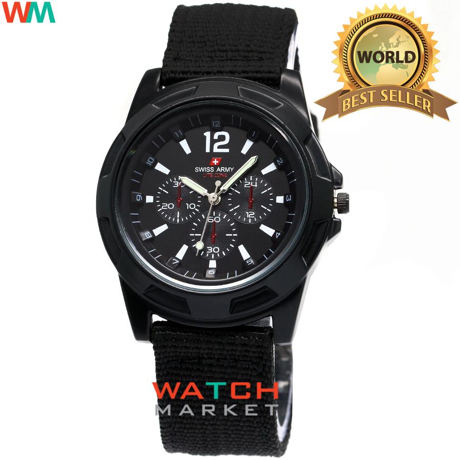 Swiss Army LZ003 - Jam Tangan Pria - Tali Kanvas Full Black