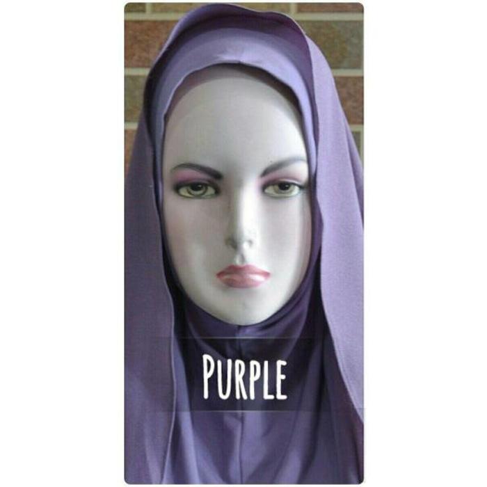 Jilbab Semi Instan Warna Ungu Bahan Ceruti Diamond Italiano