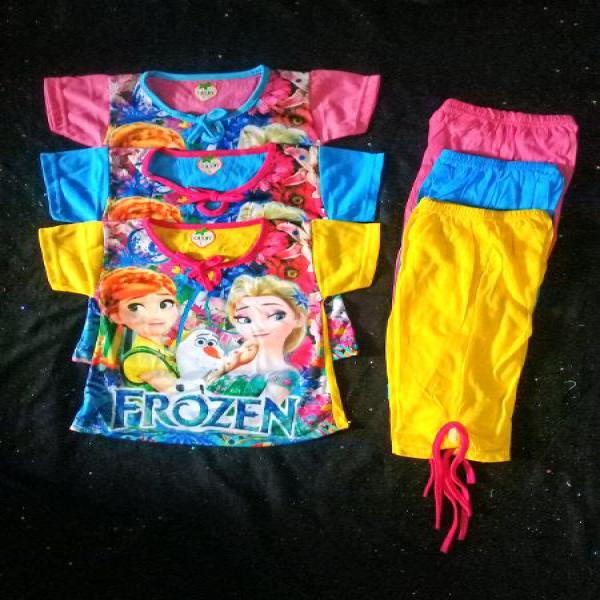 baju setelan anak perempuan gambar frozen size 2 tahun