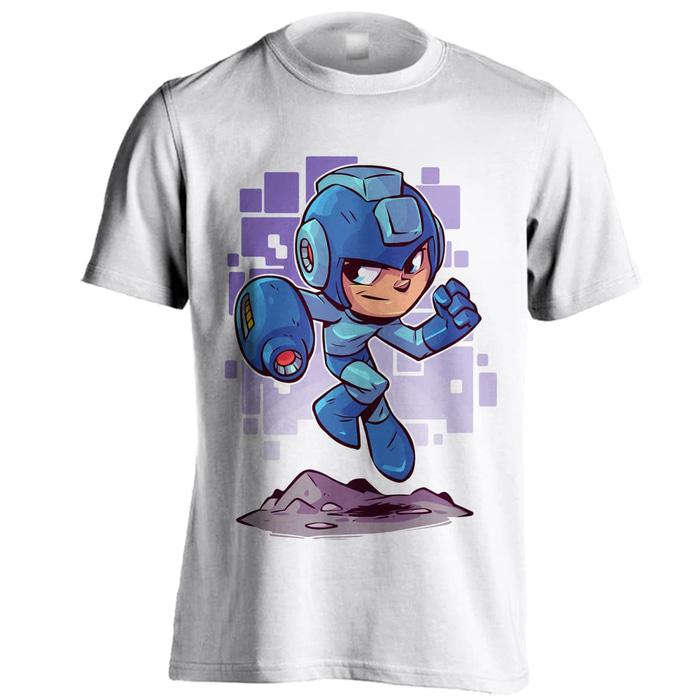 Kaos Distro Super Hero Chibi Megaman Putih Ukuran Big Size XXXL