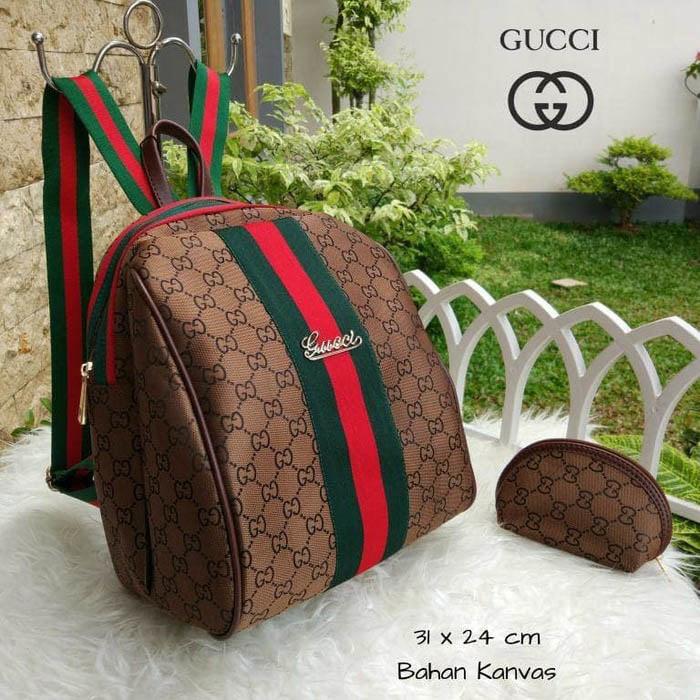 Tas Wanita Ransel Gucci Keren Lagi Hits Hotlist Kanvas Backpack Coklat