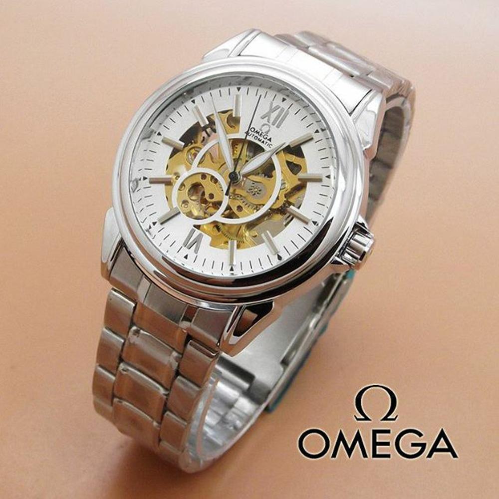 Jam Tangan Automatic Omega Skeleton OS0738 Rantai Silver - 2 Pilihan Warna (Hargajam Harga Jam Matic Otomatis)