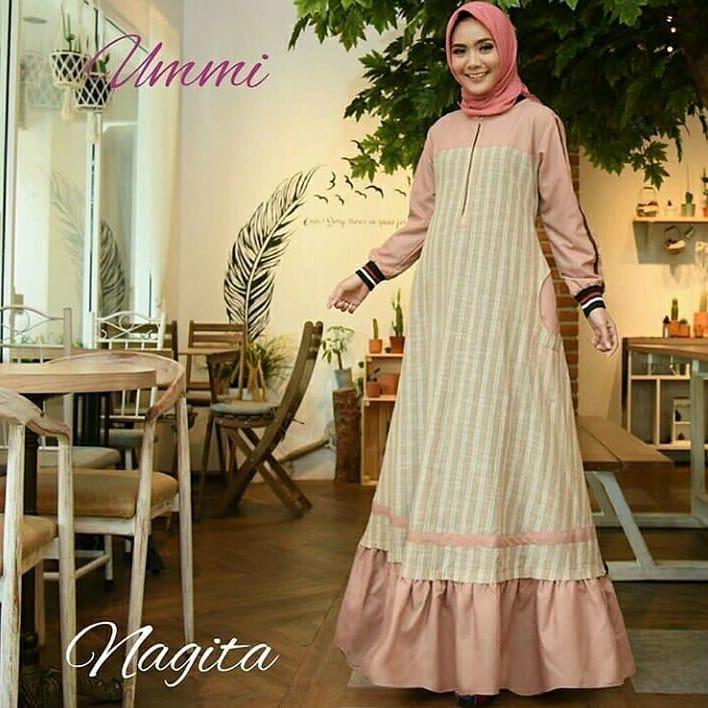 Baju Original Jaitun Maxi Dress Muslim Modern Panjang Hijab Fashion Perempuan Casual Gamis Pakaian Wanita Terbaru Tahun 2018