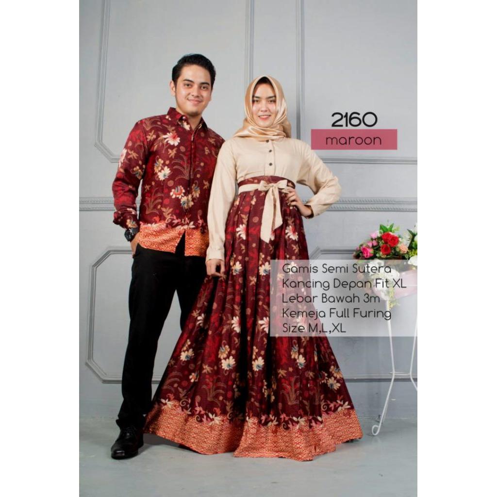 Riuisme - Couple Gamis Semi Sutra / Baju Kondangan / Baju Batik / Baju Gamis