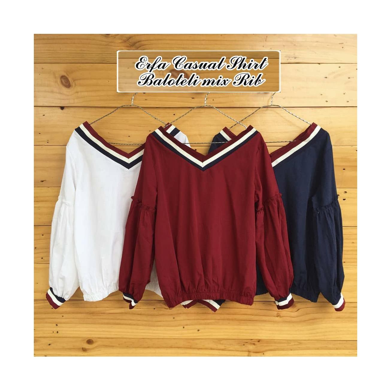 Baju Original Erfa Casual Shirt Pakaian Wanita Muslim Modern Atasan Cewek Muslimah Blouse Top Simple Trend 2018