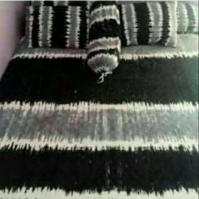 Sprei Bali Katun Tie Dye Murah Garis Hitam Abu