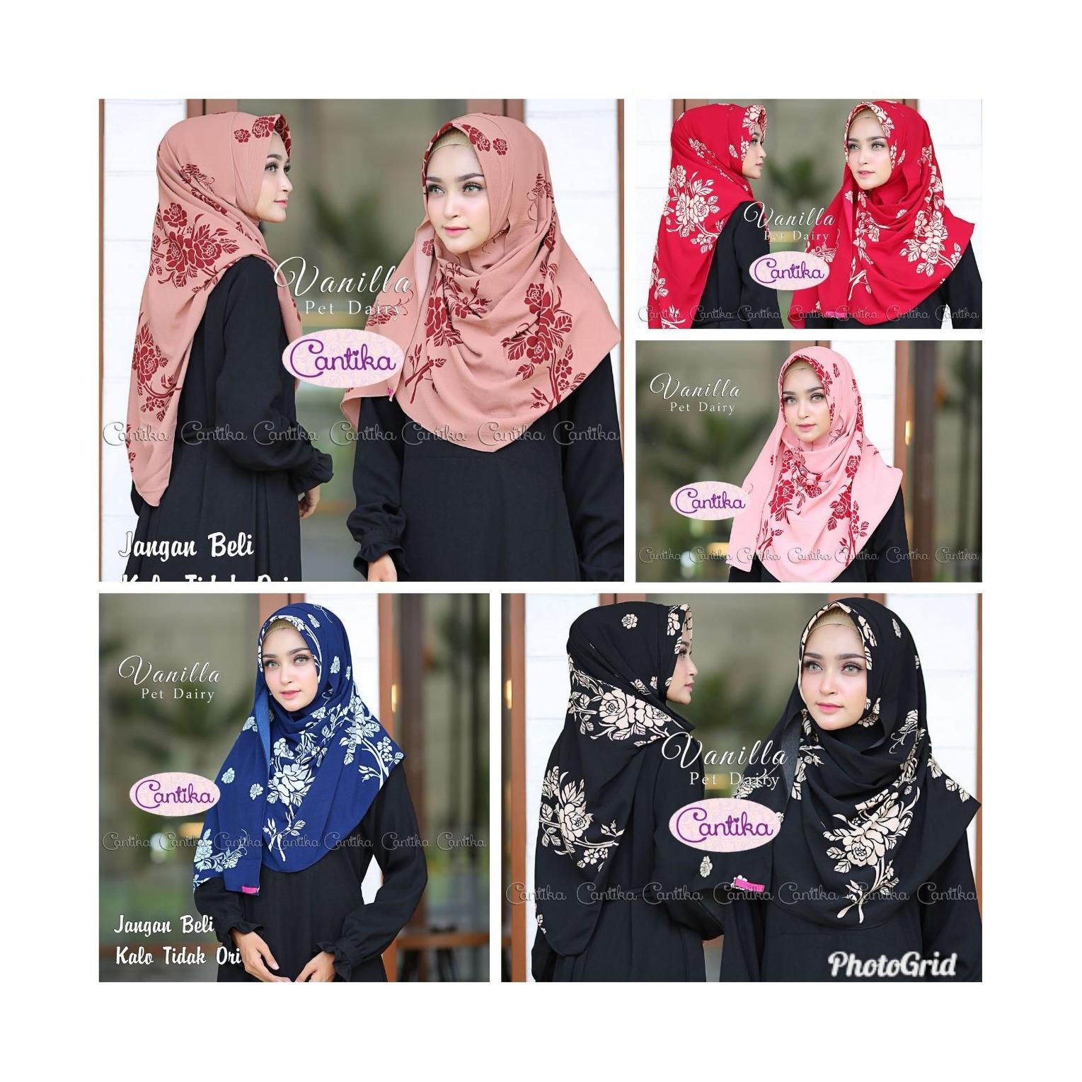 MOOIE - PASHTAN bunga/ JILBAB INSTAN cantika/ PASHMINA INSTAN PET FRISTY/ PASTAN / HIJAB / KERUDUNG PASHMINA INSTAN VANILLA PET DAIRY