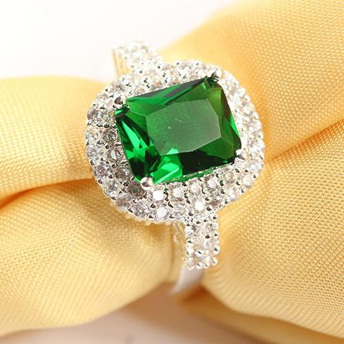 Phoenix B2C Wanita Hijau Zircon Perak Berlapis Cincin Fashion Pernikahan Bague Perhiasan Hadiah Januari 2019 - 2 Phoenix B2C Wanita hijau Zircon perak berlapis cincin Fashion pernikahan Bague perhiasan hadiah - 2