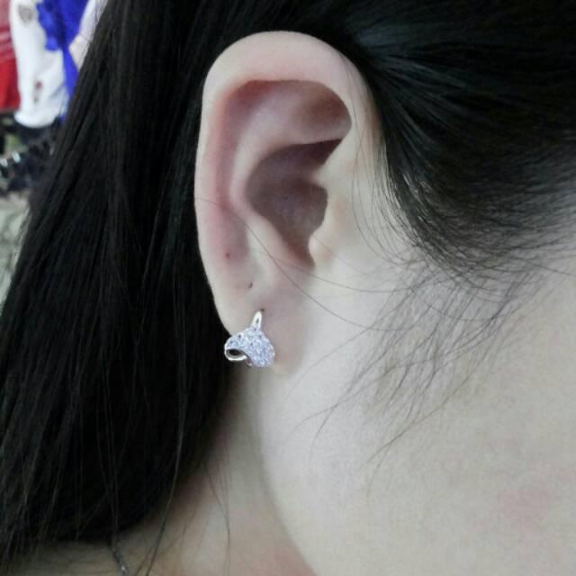 Anting anting jepit/anting dewasa perak silver 925 lapis emas putih