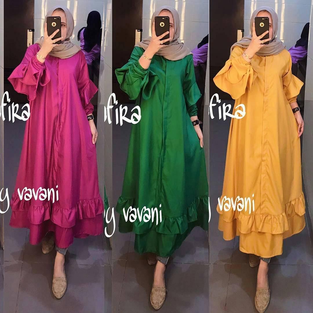 Tunik Shafira Tunic Balotelly Baju Atasan Wanita Muslim Panjang Pakaian Kerja Santai Casual
