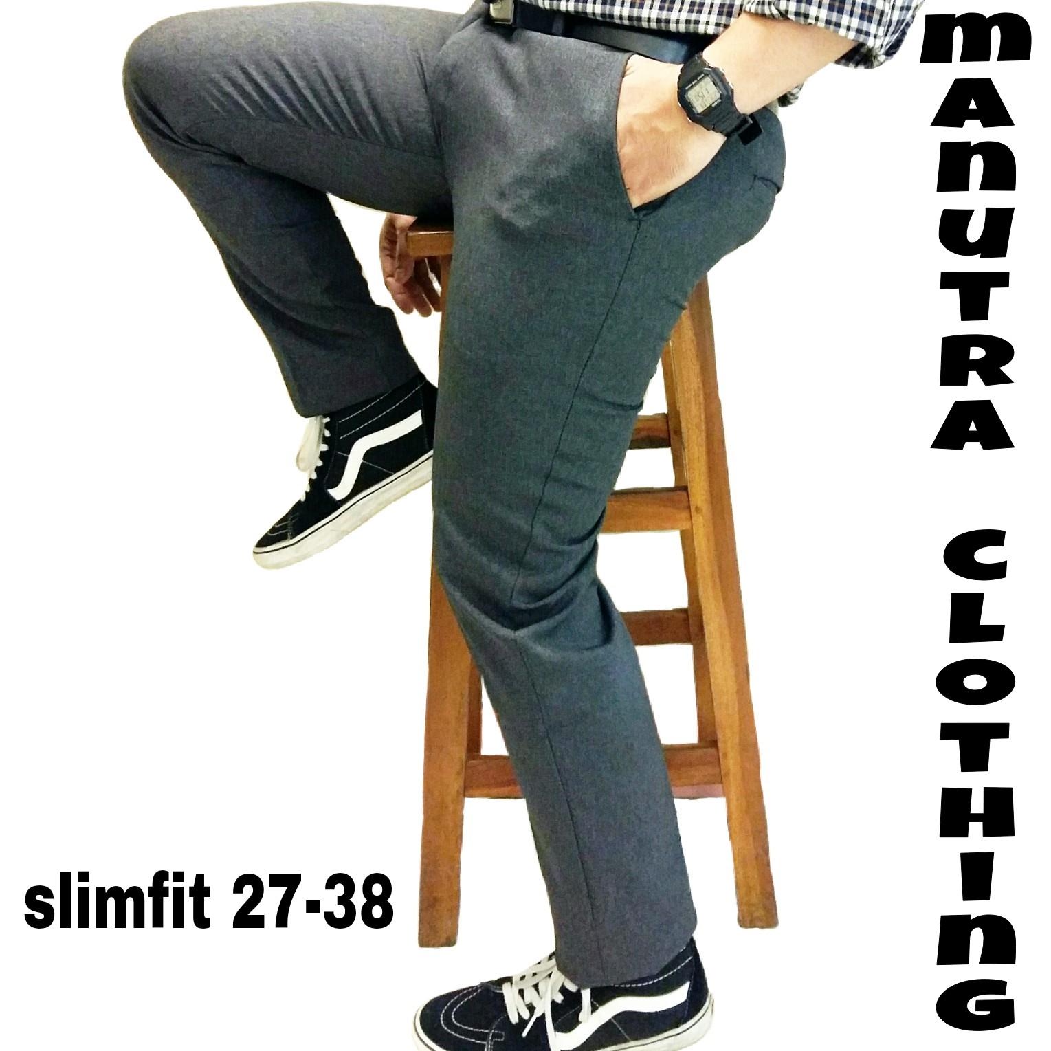 Kelebihan Celana Bahan Slimfit Celana Kerja Kantor Slimfit Celana Celana bahan slimfit celana kerja kantor slimfit celana slimfitwol abu tua 27 38