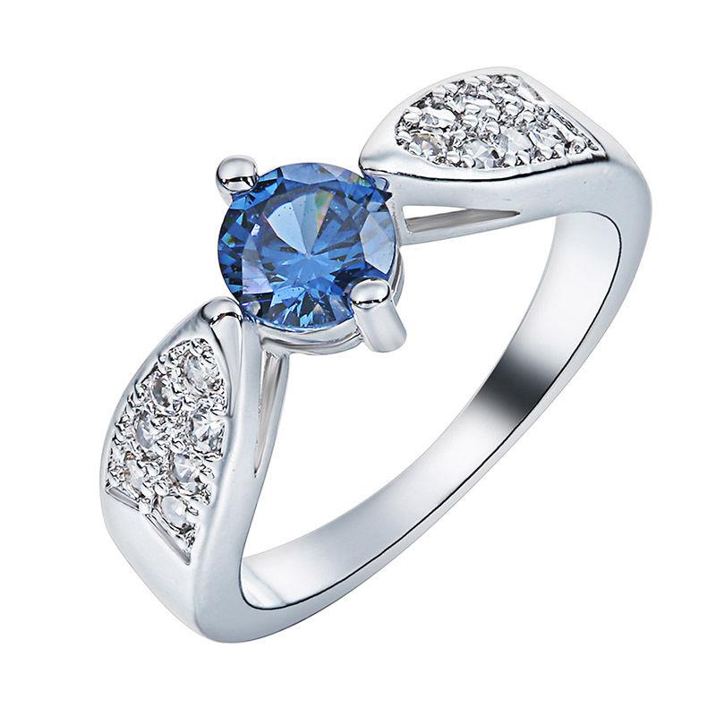 Diskon Promo Perhiasan Aksesoris Cincin Wanita Blue Safir Perak 925 Crystal Murah
