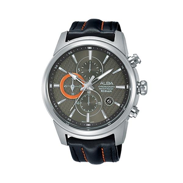 Alba - Jam Tangan Pria - Silver-Hitam - Strap Hitam - AM3457X1