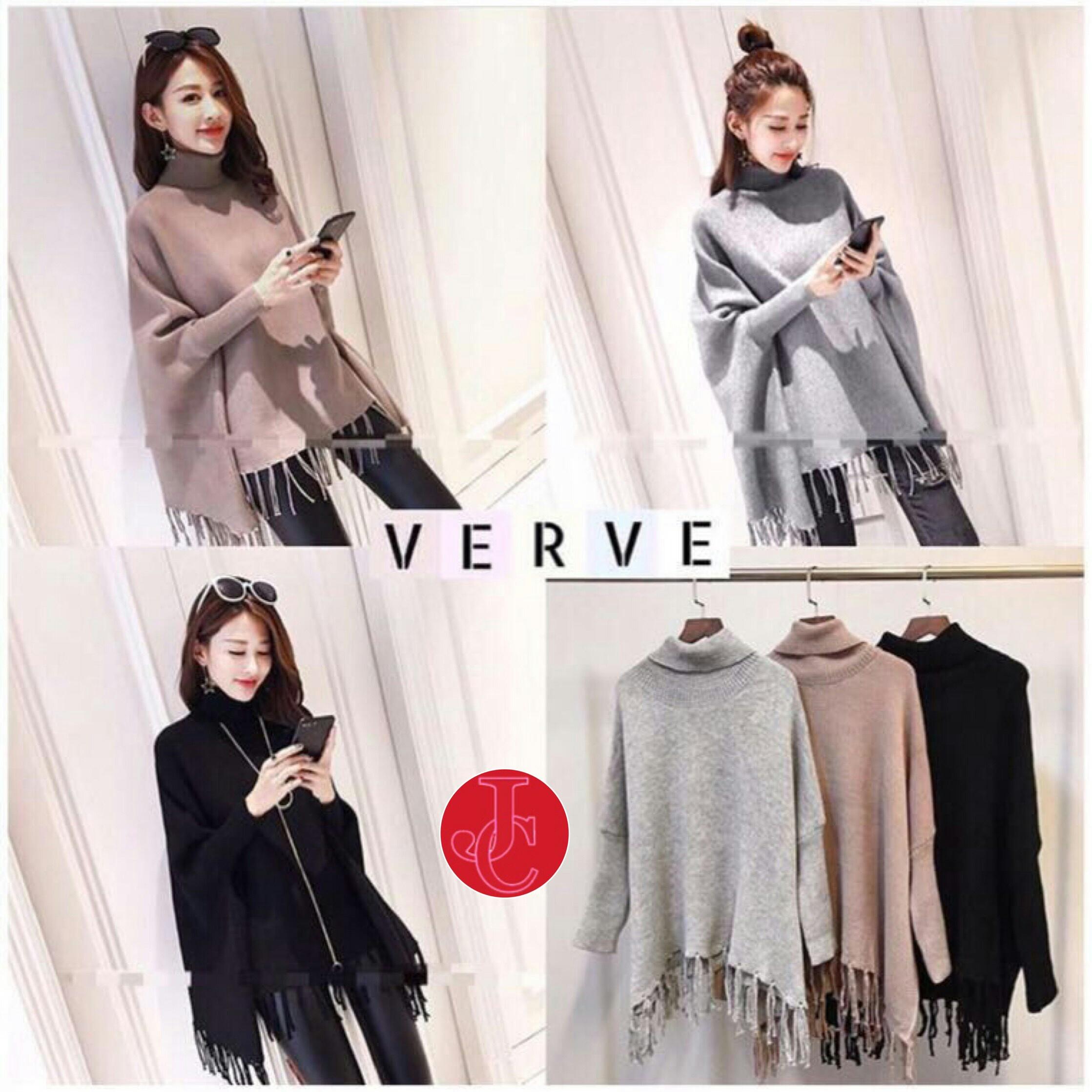 FJ553 Sweater Batwing verve 56.000 Bahan rajut asli , kerah shanghai , model batwing .. fit to XXXL (Ld160 P59) rumbai asli diplintir detail di pic test.jpg