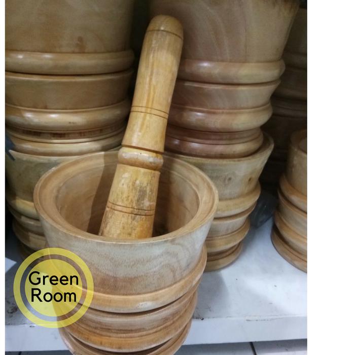 1 Set Isi 2 Lumpang Kayu Penumbuk Bumbu + Alu Kayu Aren