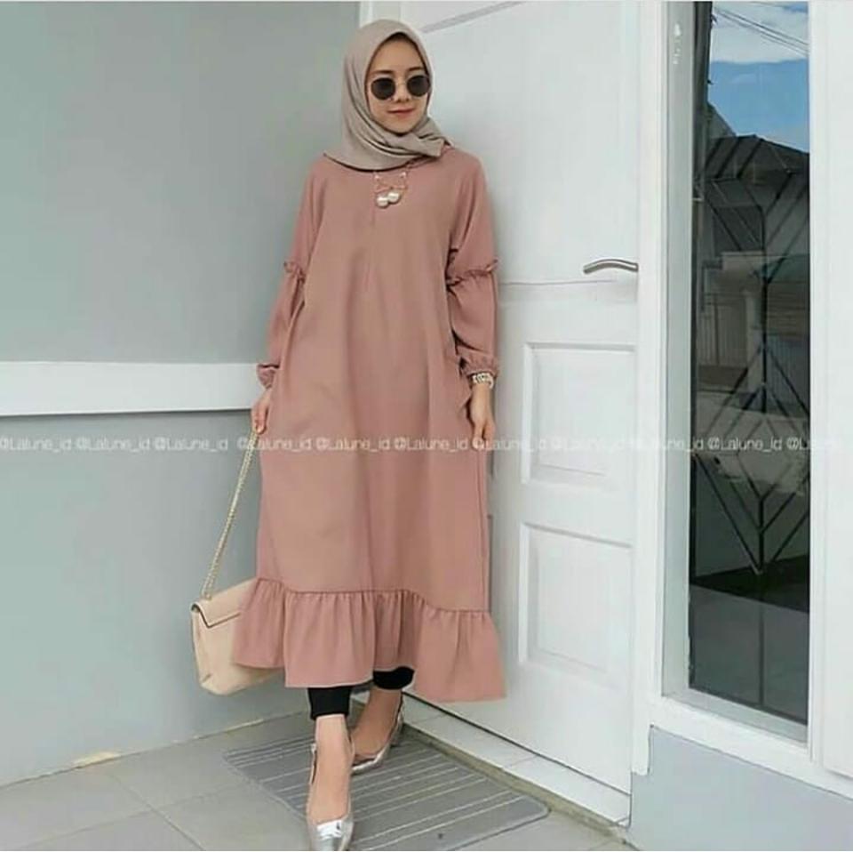 Cek Harga Baru Baju Muslim Hijab Dress Tunik Polos Bublecrepe