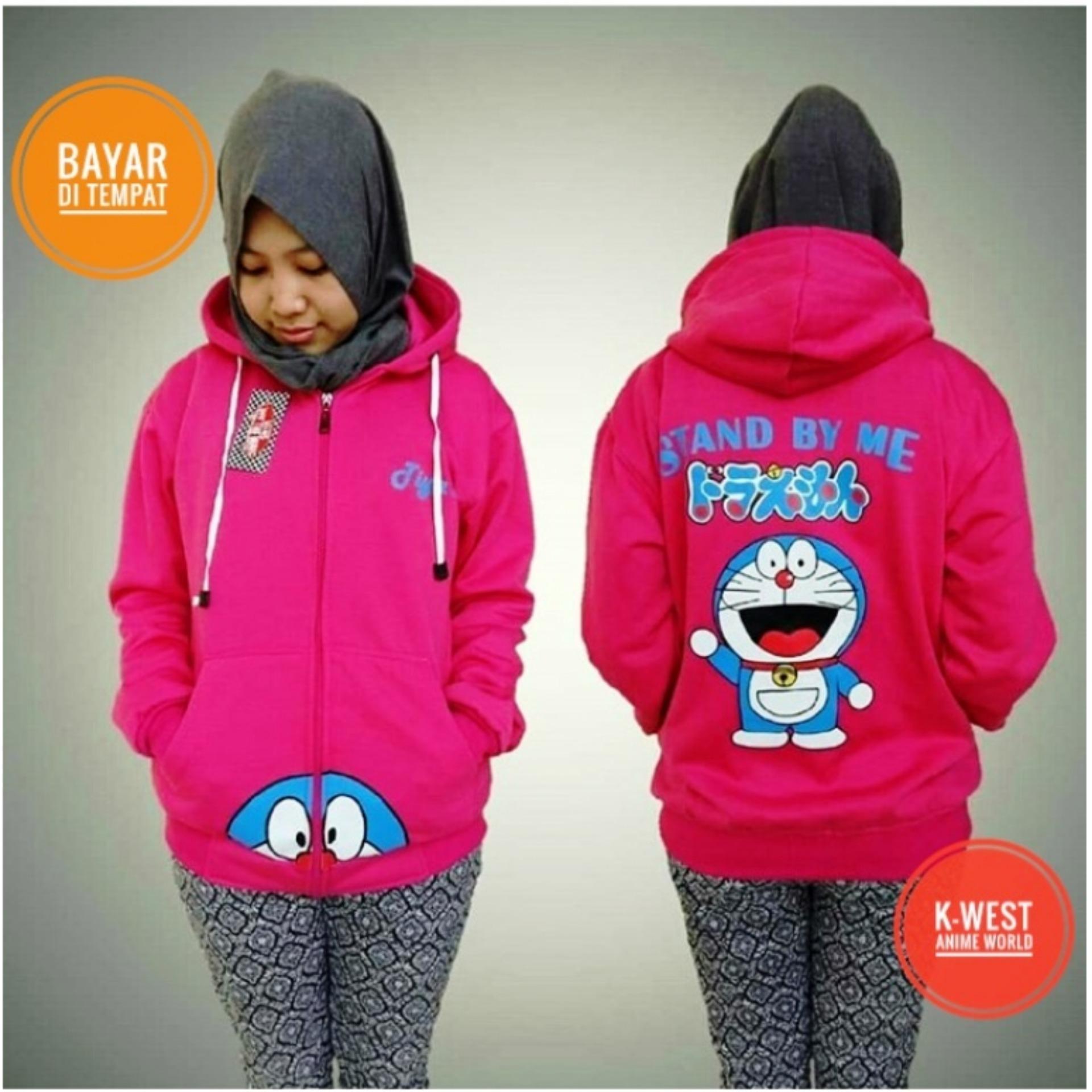 Jaket Sweater Doraemon Pink Hoodie Zipper