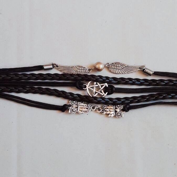 ... Aksesoris Gelang Tangan Wanita / Cewek / Perempuan Kulit Lilit Unik Keren Punk Motif Bintang ...