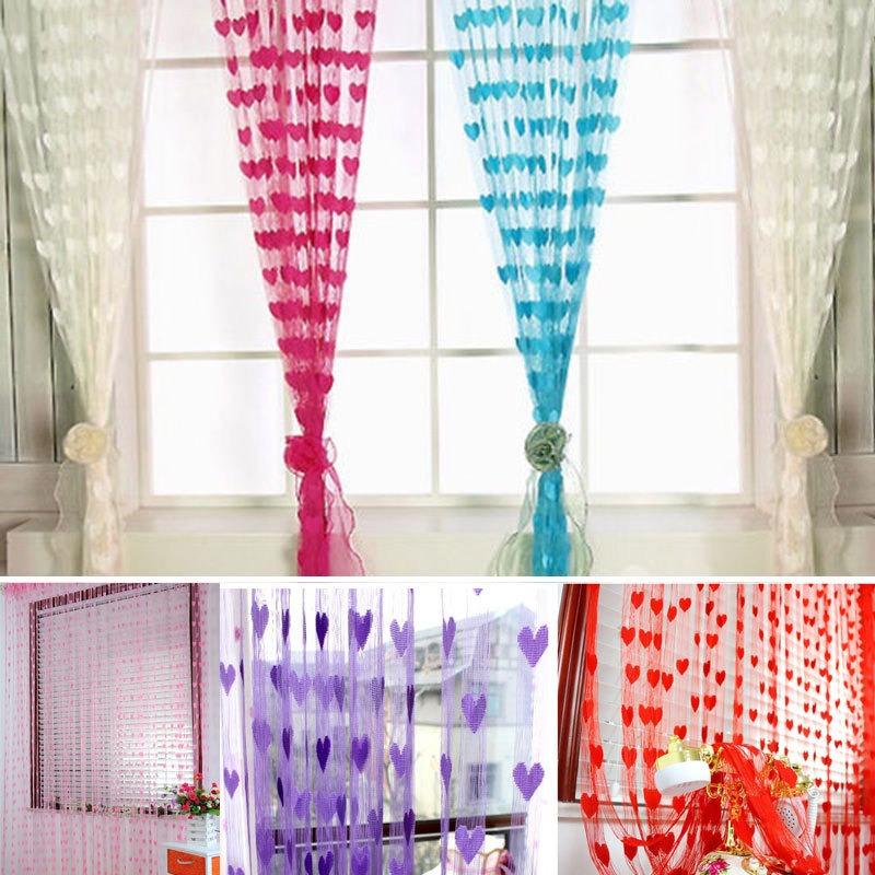 Tirai Benang Motif - love - Hati Korea Korean Gorden - Kelambu - Jendela (Ungu tua)