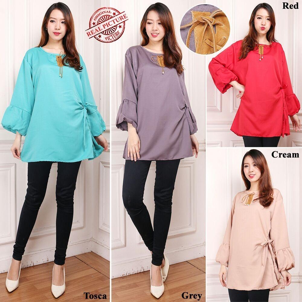 Glow Fashion Atasan blouse kemeja tunik wanita jumbo shirt blus long tunik Chiki