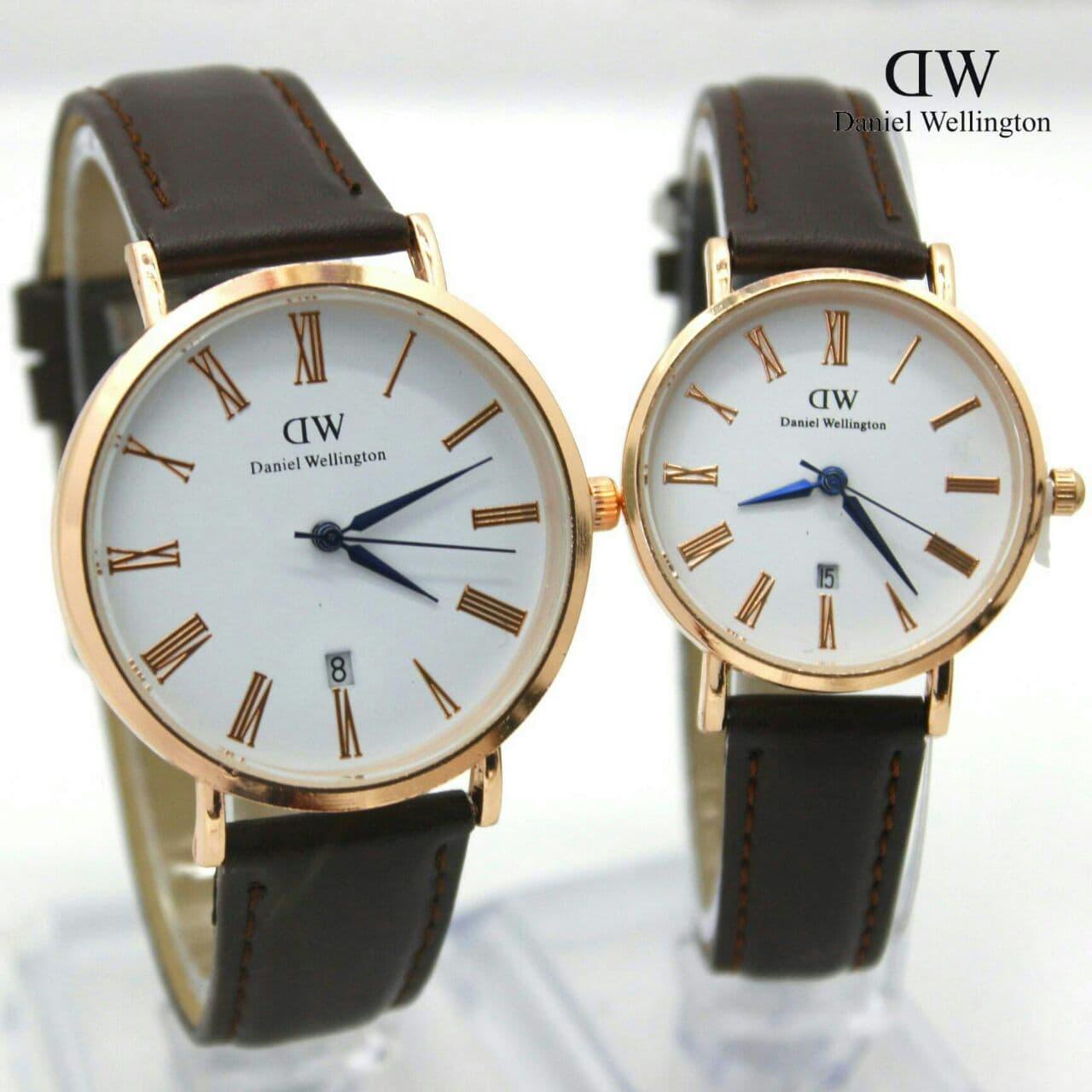 Jam Tangan DANIEL WELLINGTON COUPLE ROMAWI JARUM BIRU KULIT