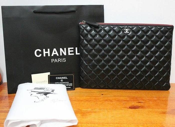 JUAL CHANEL LARGE CASE CLUTCH BLACK MIRROR QUALITY 1:1 WITH ORIGINAL