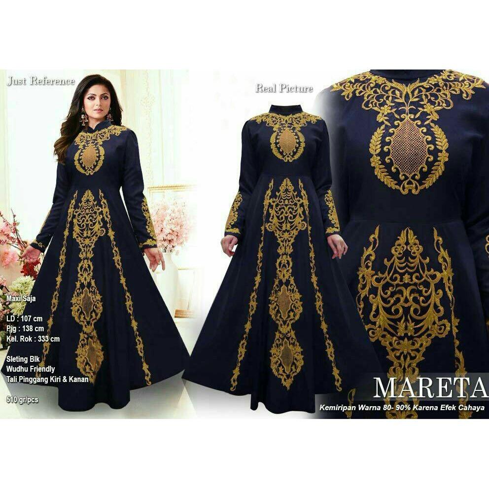 SM Grosir SM4015 Baju Muslim / Bahan Premium / Long Dress Gamis / Setelan Gamis / Gamis Syari / Baju Wanita / Gamis Cantik / Bordir Benang Emas