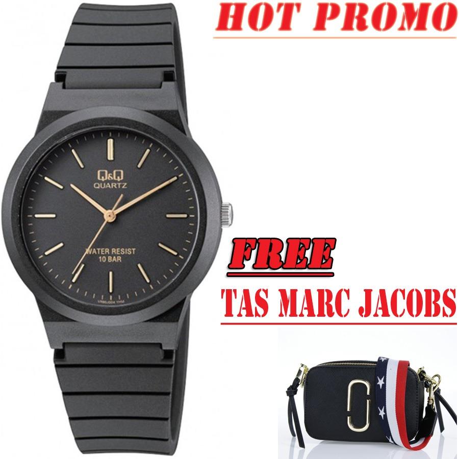 Q&Q Jam Tangan Wanita Black Rubber Rose Gold Dial Limited